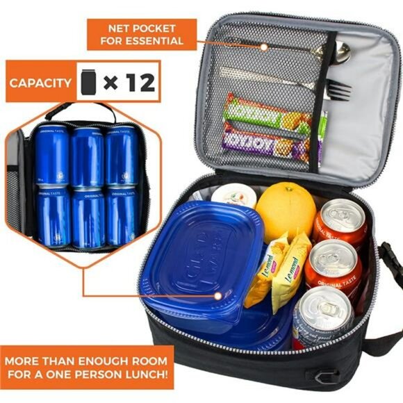 Insulated Lunch Box Bag Leakproof Soft Cooler for Work School Kids Adults Travel - Picture 5 of 7